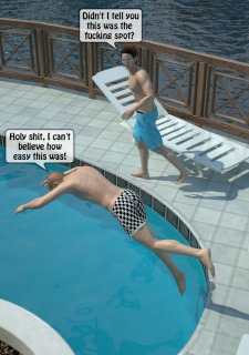 Two boys fucks a woman at Pool image 02