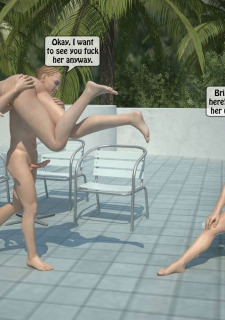 Two boys fucks a woman at Pool image 26